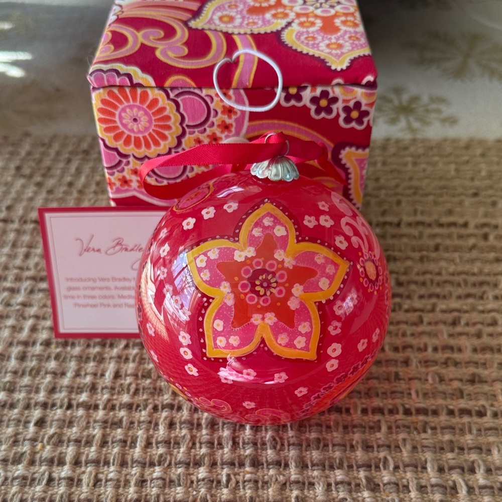 Vera Bradley Raspberry Fizz Ornament with box